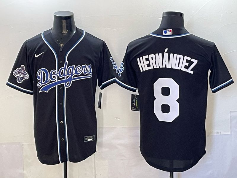 Men 2026 Nike Los Angeles Dodgers #8 Hernandez Black Game MLB Jersey 05